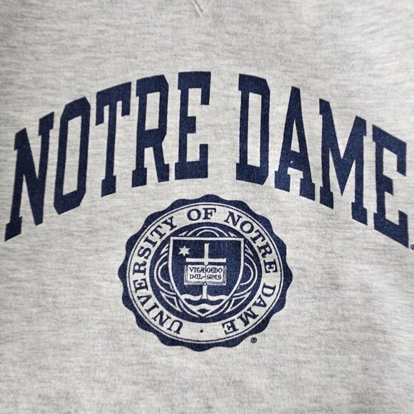 Champion Sweatshirt Vintage Jr XL Notre Dame Fighting Irish Hoodie Gray Academia - Picture 7 of 16